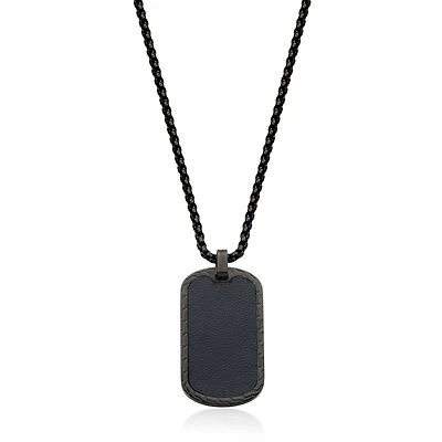 SteelX Stainless Steel 24" Black Dog Tag Pendant