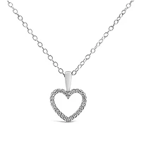 10K White Gold Diamond Heart Pendant