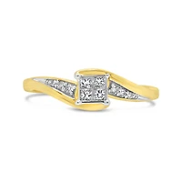 10K Yellow Gold 0.15CTW Princess Cut Diamond Promise Ring