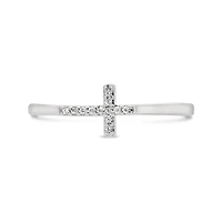 Sterling Silver Diamond Cross Ring