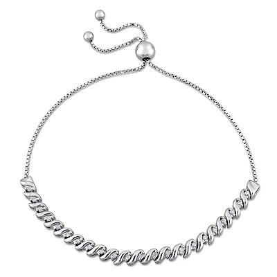 Julianna B Sterling Silver 0.24CTW Diamond Bolo Bracelet