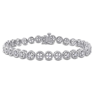 Julianna B Sterling Silver 0.99CTW Diamond Tennis Bracelet