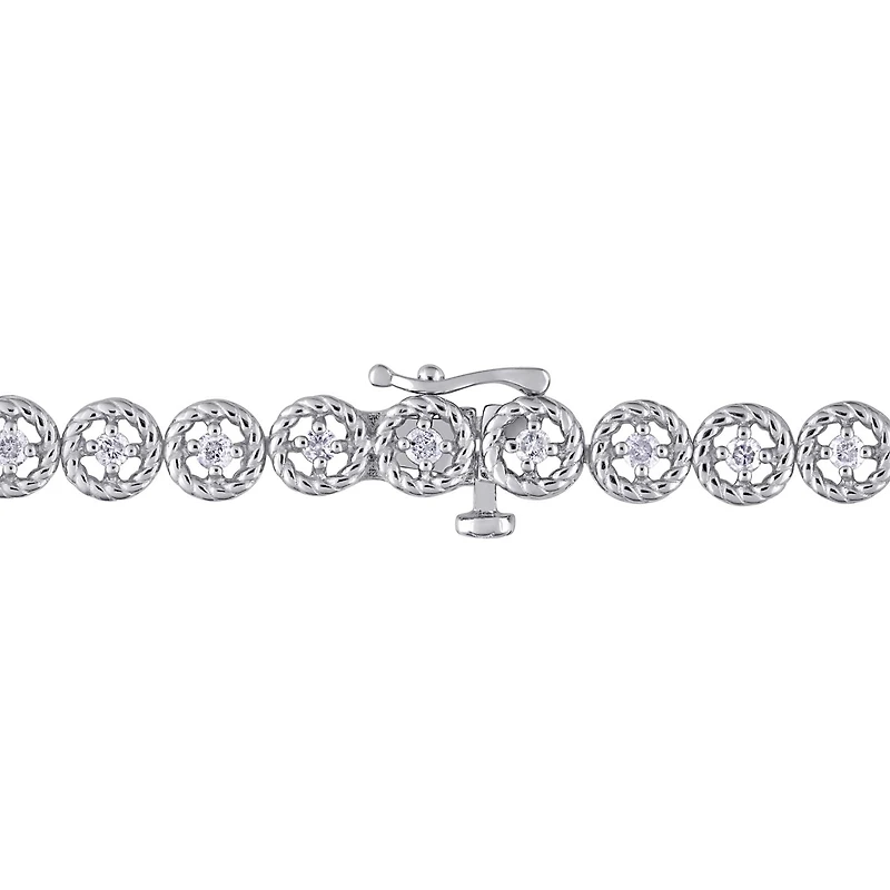 Julianna B Sterling Silver 0.99CTW Diamond Tennis Bracelet