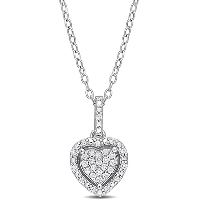 Julianna B Sterling Silver 0.15CTW Diamond Heart Pendant