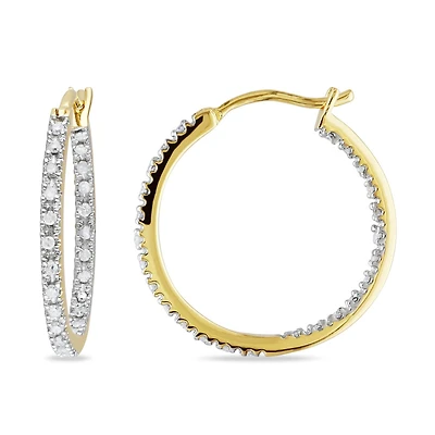 Julianna B Yellow Plated Sterling Silver 0.25CTW Diamond Hoop Earrings