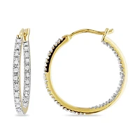 Julianna B Yellow Plated Sterling Silver 0.25CTW Diamond Hoop Earrings