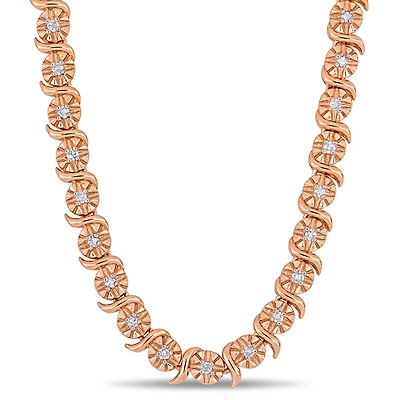 Julianna B Rose Plated Sterling Silver 0.52CTW Diamond Necklace