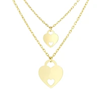 10K Yellow Gold Mother Child Heart 16.5" + 1.5" Ext Necklace