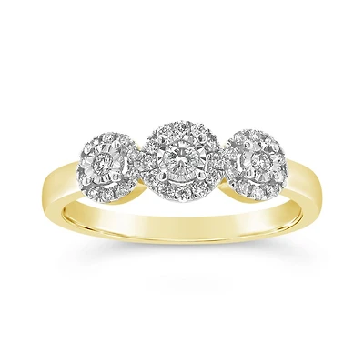 10K Yellow Gold 0.25CTW Canadian Diamond Three-Stone Ring