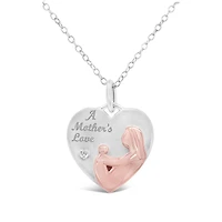 Sterling Silver and Rose Gold Plated Mother's Love Diamond Pendant