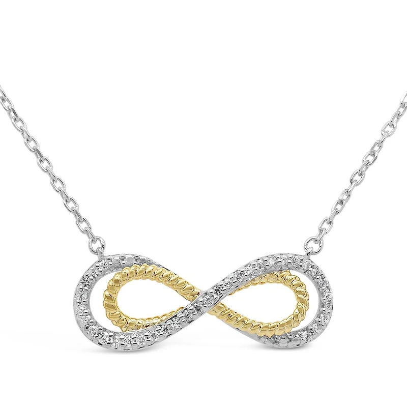 Sterling Silver and 10K Yellow Gold 0.11CTW Diamond Infinity Necklace