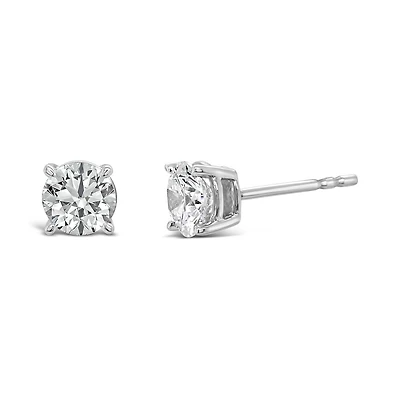 New Brilliance 10K White Gold Lab Grown 0.80CTW Diamond Stud Earrings