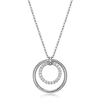 Elle Simpatico Sterling Silver Double Circle 18" + 2" Necklace