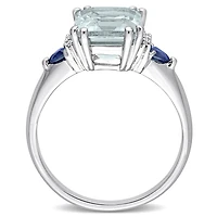 Julianna B 14K WG Aquamarine, Blue Sapphire & Diamond Ring