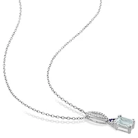 Julianna B Sterling Silver Aquamarine, Blue Sapphire & Diamond Pendant