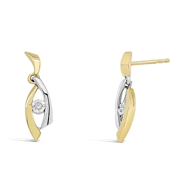 Glacier Fire 10K Yellow and White Gold Canadian 0.05CTW Diamond Dangle Earrings