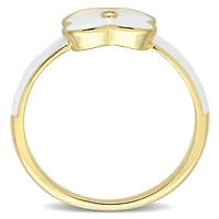 Julianna B Sterling Silver Yellow Plated Created White Sapphire and Enamel Ring