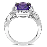 Julianna B Sterling Silver Purple and White Cubic Zirconia Ring