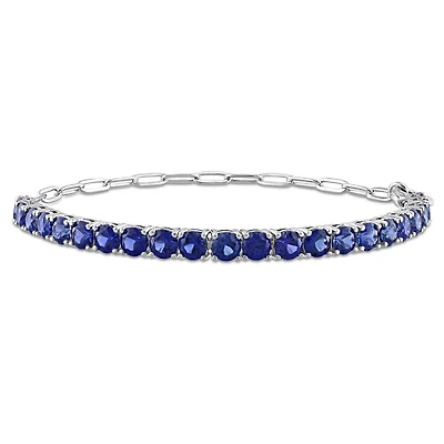 Julianna B Sterling Silver Blue Cubic Zirconia Tennis Bracelet