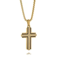 Stainless Steel Black Inlay Cross Necklace