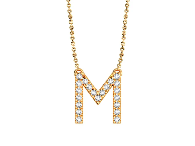 Bella Moda 10K Yellow Gold 0.10CTW Diamond Initial "M" Necklace