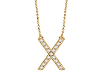 Bella Moda 10K Yellow Gold 0.10CTW Diamond Initial "X" Necklace
