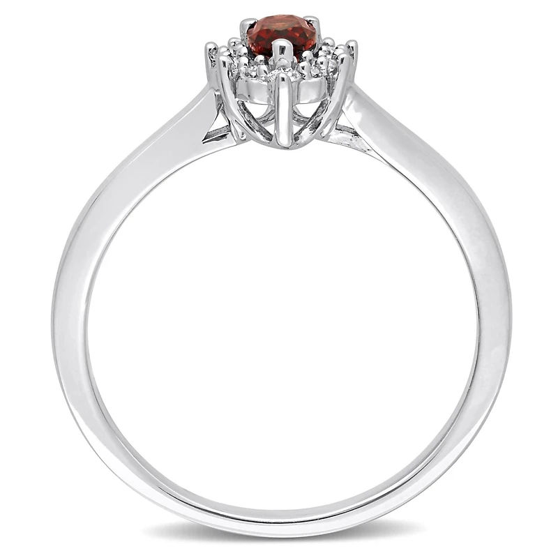 Julianna B Sterling Silver Garnet and White Topaz Ring