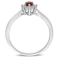 Julianna B Sterling Silver Garnet and White Topaz Ring