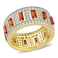 Julianna B Sterling Silver Yellow Plated Garnet and White Topaz Eternity Ring