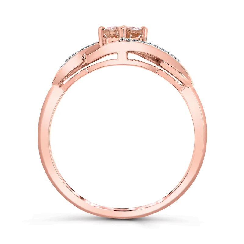 10K Rose Gold Morganite and Diamond Infinity Ring