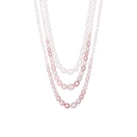 Sterling Silver 60" 4MM-11MM White and Purple Freshwater Pearl Necklace