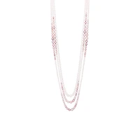 Sterling Silver 60" 4MM-11MM White and Purple Freshwater Pearl Necklace