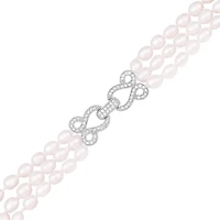 Sterling Silver 60" 4MM-11MM White and Purple Freshwater Pearl Necklace