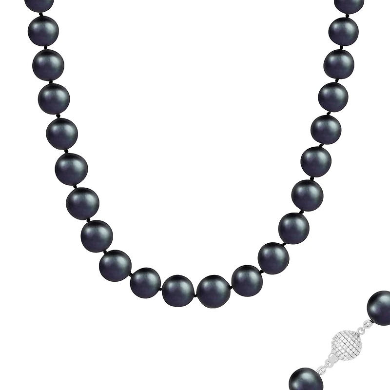 Sterling Silver 18" 12-15Mm Black Freshwater Pearl Necklace