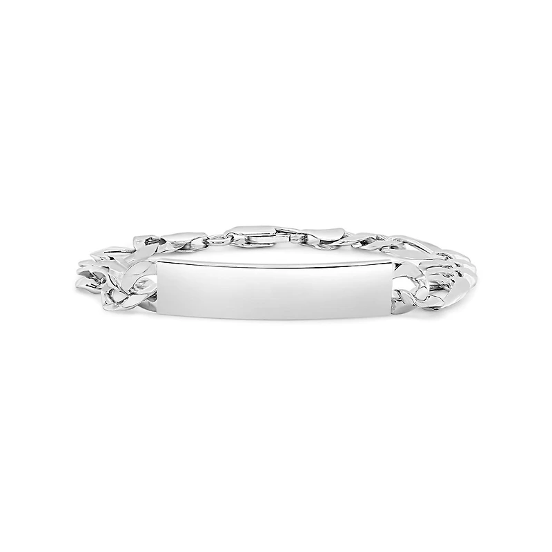 Sterling Silver 8.5" Figaro Link ID Bracelet