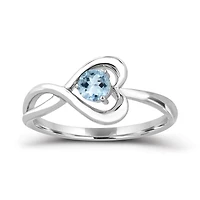 Sterling Silver Aquamarine Infinity Heart Ring