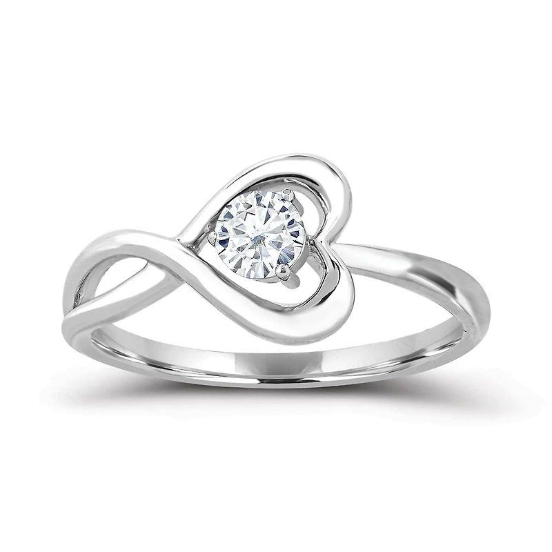 Sterling Silver White Topaz Infinity Heart Ring