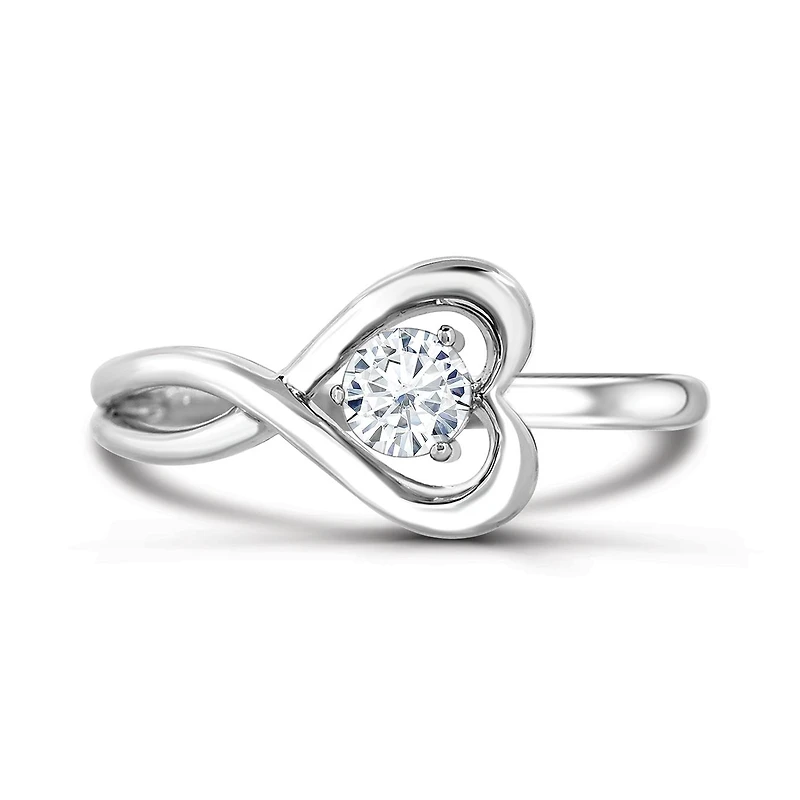 Sterling Silver White Topaz Infinity Heart Ring