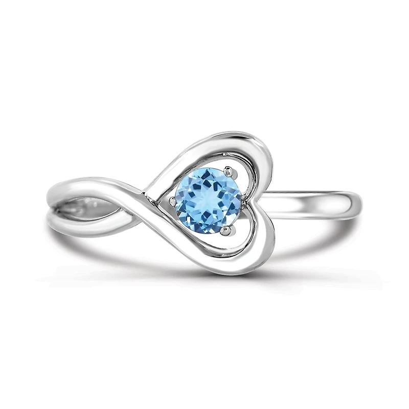 Sterling Silver Blue Topaz Infinity Heart Ring