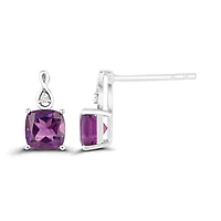 10K White Gold Amethyst and Diamond Infinity Earrings