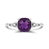 10K White Gold Amethyst and Diamond Infinity Ring