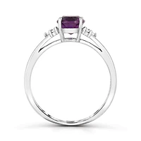 10K White Gold Amethyst and Diamond Ring
