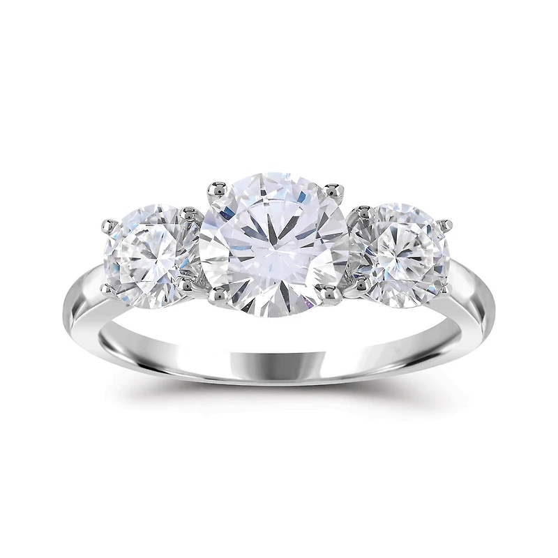 10K White Gold Cubic Zirconia 3 Stone Anniversary Ring