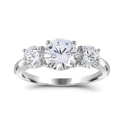 10K White Gold Cubic Zirconia 3 Stone Anniversary Ring