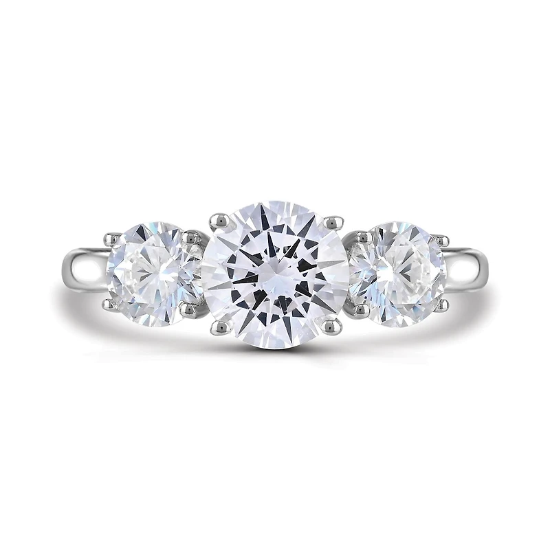 10K White Gold Cubic Zirconia 3 Stone Anniversary Ring