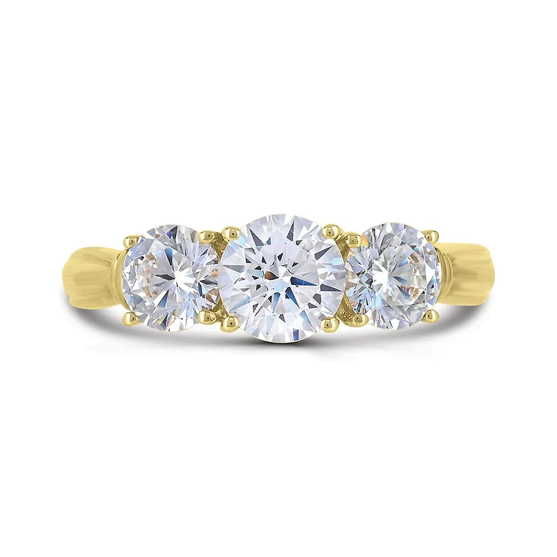 10K Yellow Gold Cubic Zirconia 3 Stone Anniversary Ring