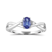 10K White Gold Tanzanite and Diamond Ring