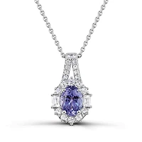 Sterling Silver Tanzanite & White Zircon 18" Pendant