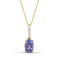 10K Yellow Gold Tanzanite and White Sapphire 18" Pendant