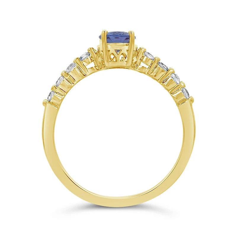 10K Yellow Gold Tanzanite and White Sapphire Ring